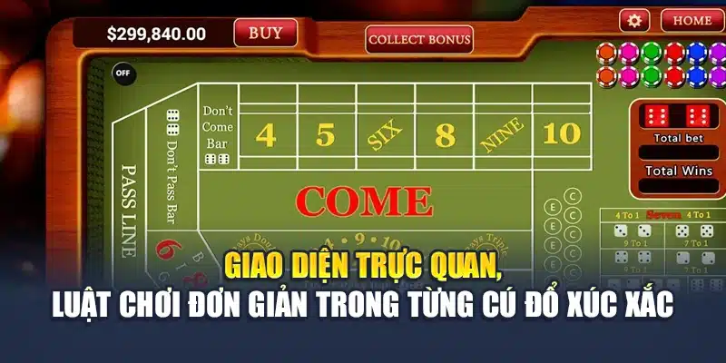 Giao diện trực quan, luật chơi đơn giản trong từng cú đổ xúc xắc